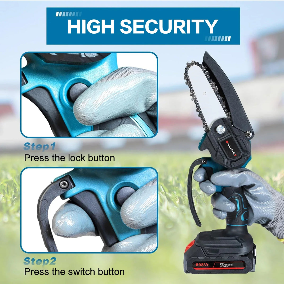 Cordless Rechargeable Handheld Pruning Chainsaw for Garden and Tree Trimming