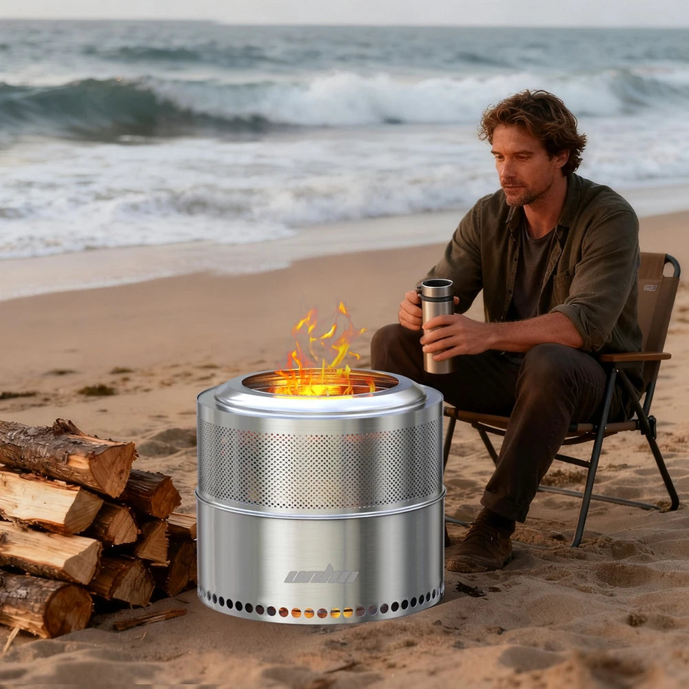 Portable Smokeless Stainless Steel Wood Burning Fire Pit for Camping