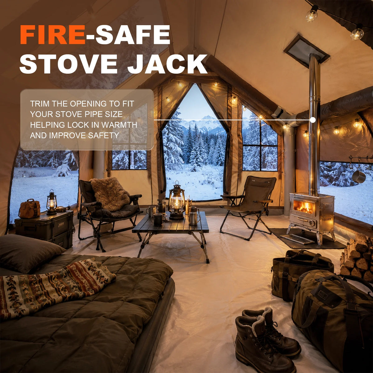 SENLEETO Inflatable Waterproof Camping Tent With Stove Jack