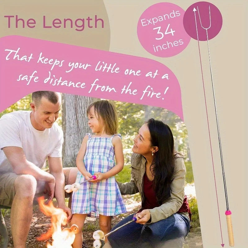 Marshmallow Roasting Sticks Set Camping BBQ Skewers Hot Dog Tools