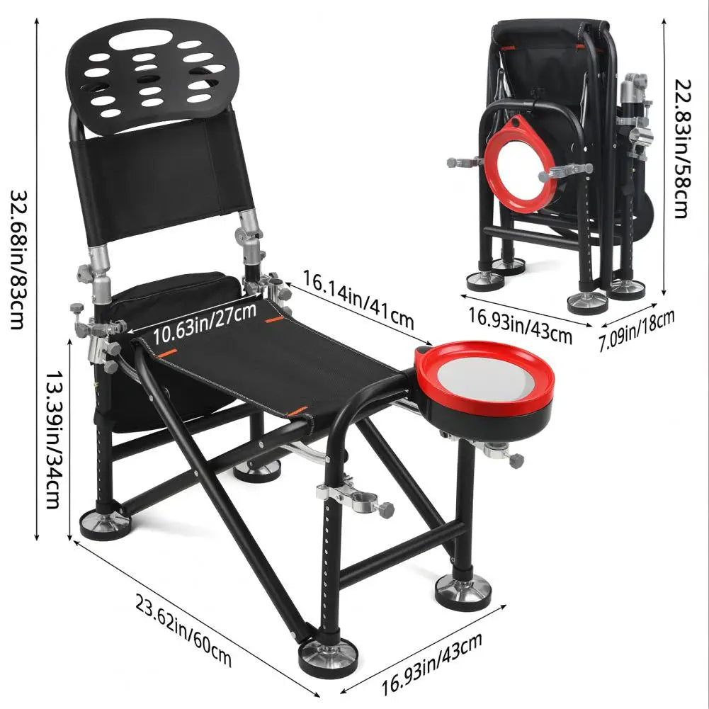 Folding Fishing Chair With Adjustable Backrest And Rod Holder