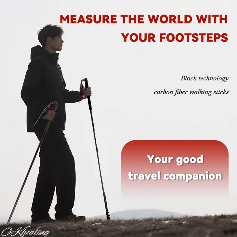 OKHEALING Foldable Carbon Fiber Trekking Poles for Hiking