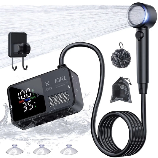 Portable Camping Shower With Rechargeable Pump And Four Spray Modes