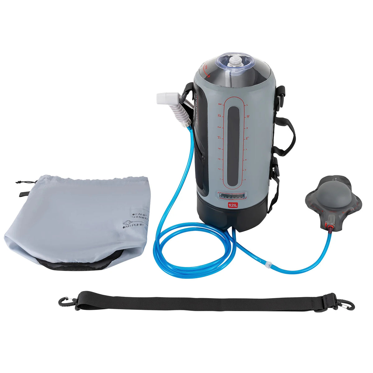 Portable Solar Camping Shower With Pump And Removable Hose