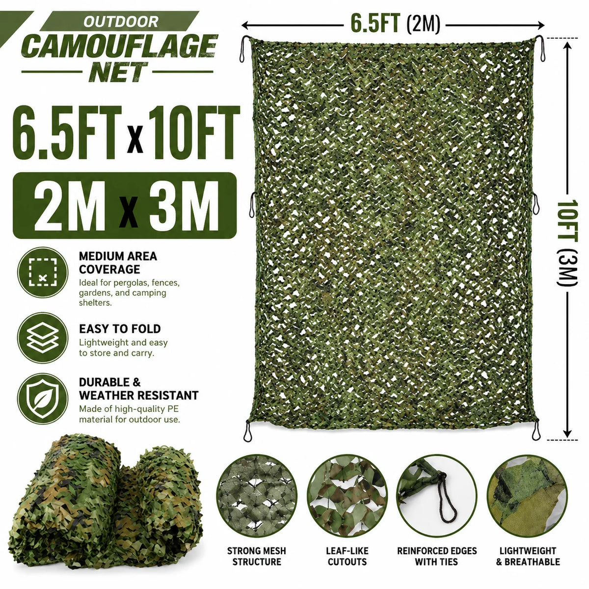Outdoor Camouflage Netting for Hunting, Camping, and Shade