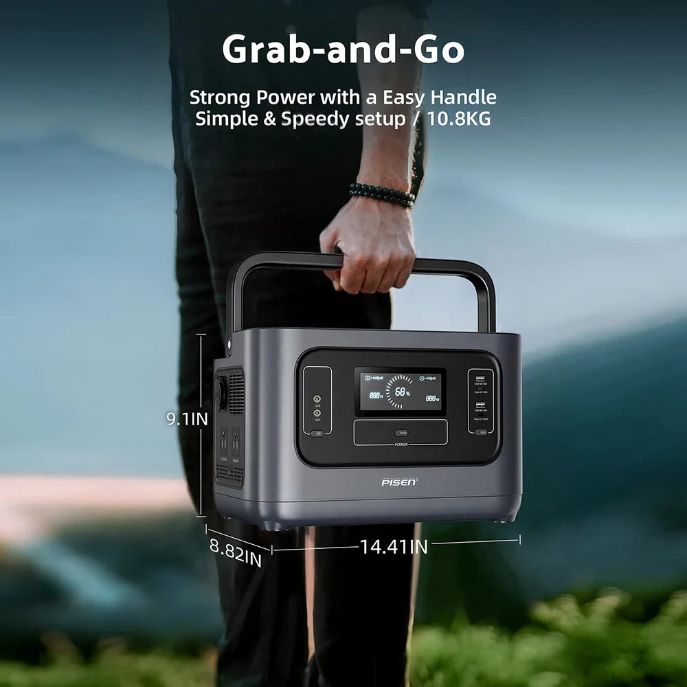 Pisen 1008Wh Portable Power Station Solar Generator Backup