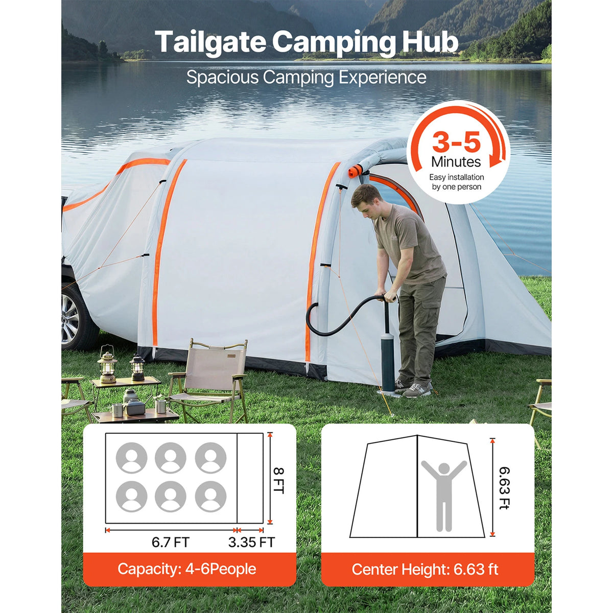 SucceBuy Inflatable SUV Tent With Awning For Camping