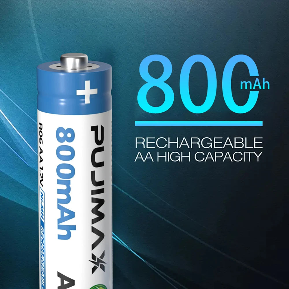 PUJIMAX Ni-MH Rechargeable Batteries for Solar Lights and Devices