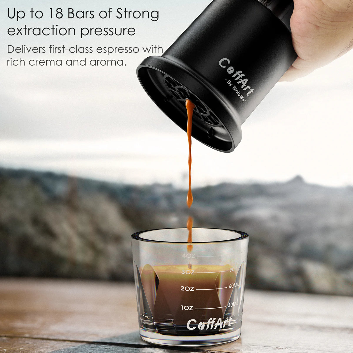BioloMix Portable Manual Espresso Coffee Maker For Ground And Capsules