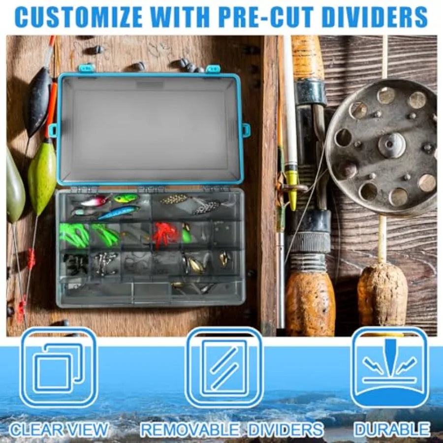 Waterproof Fishing Tackle Boxes With Removable Dividers And Storage Organizer
