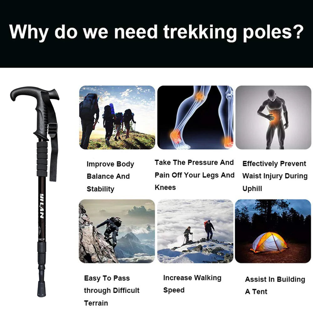 Ultralight Aluminum Hiking Poles With Shock Absorption