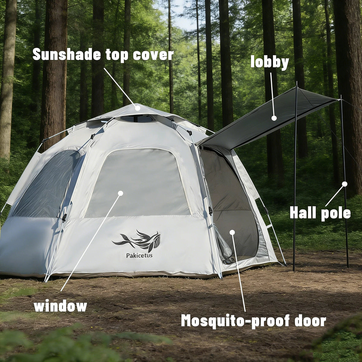 Pakicetus Quick Setup Dome Camping Tent With Dual Doors