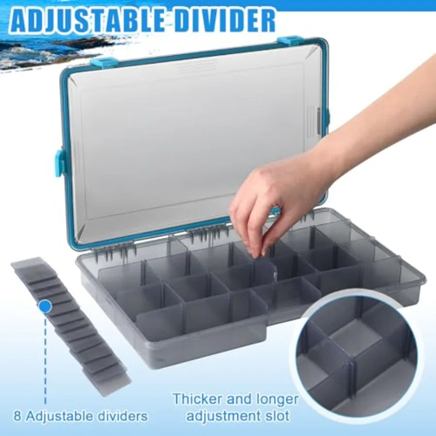 Waterproof Fishing Tackle Boxes With Removable Dividers And Storage Organizer