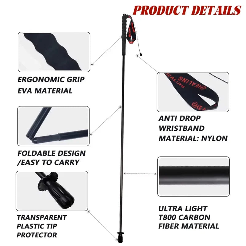 OKHEALING Foldable Carbon Fiber Trekking Poles for Hiking