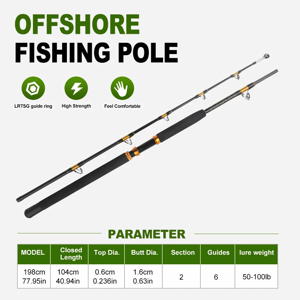 Two Section Carbon Boat Trolling Fishing Rod