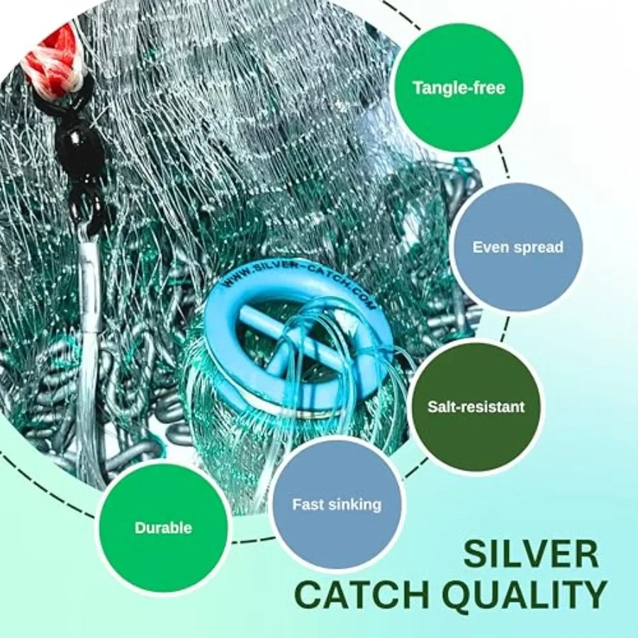 Saltwater Fishing Cast Net With Chain Bottom