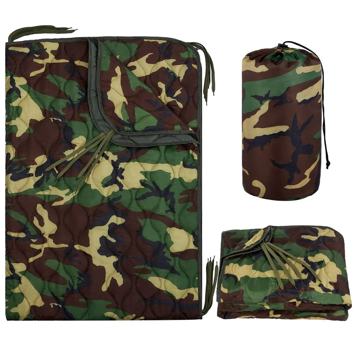 Portable Quilted Outdoor Camping Blanket and Survival Poncho Liner