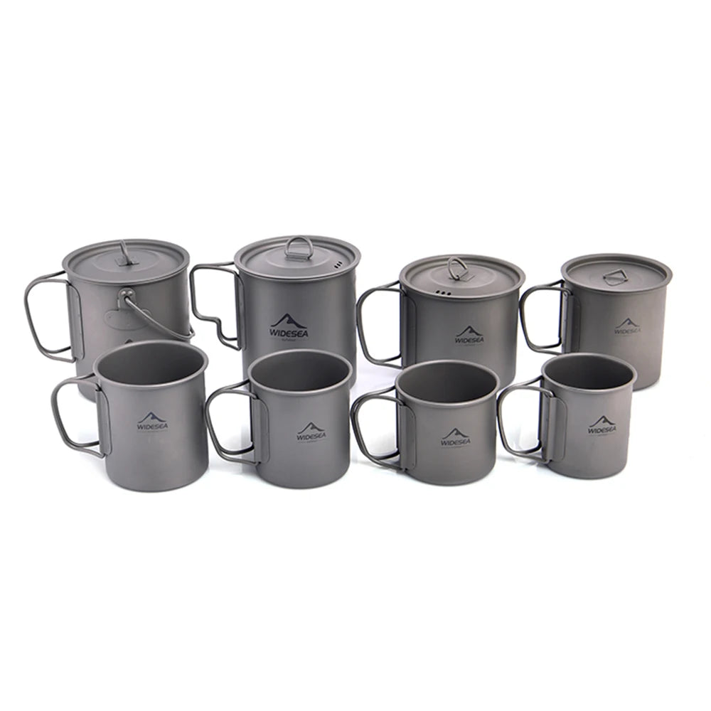 Widesea Titanium Camping Cup With Foldable Handle