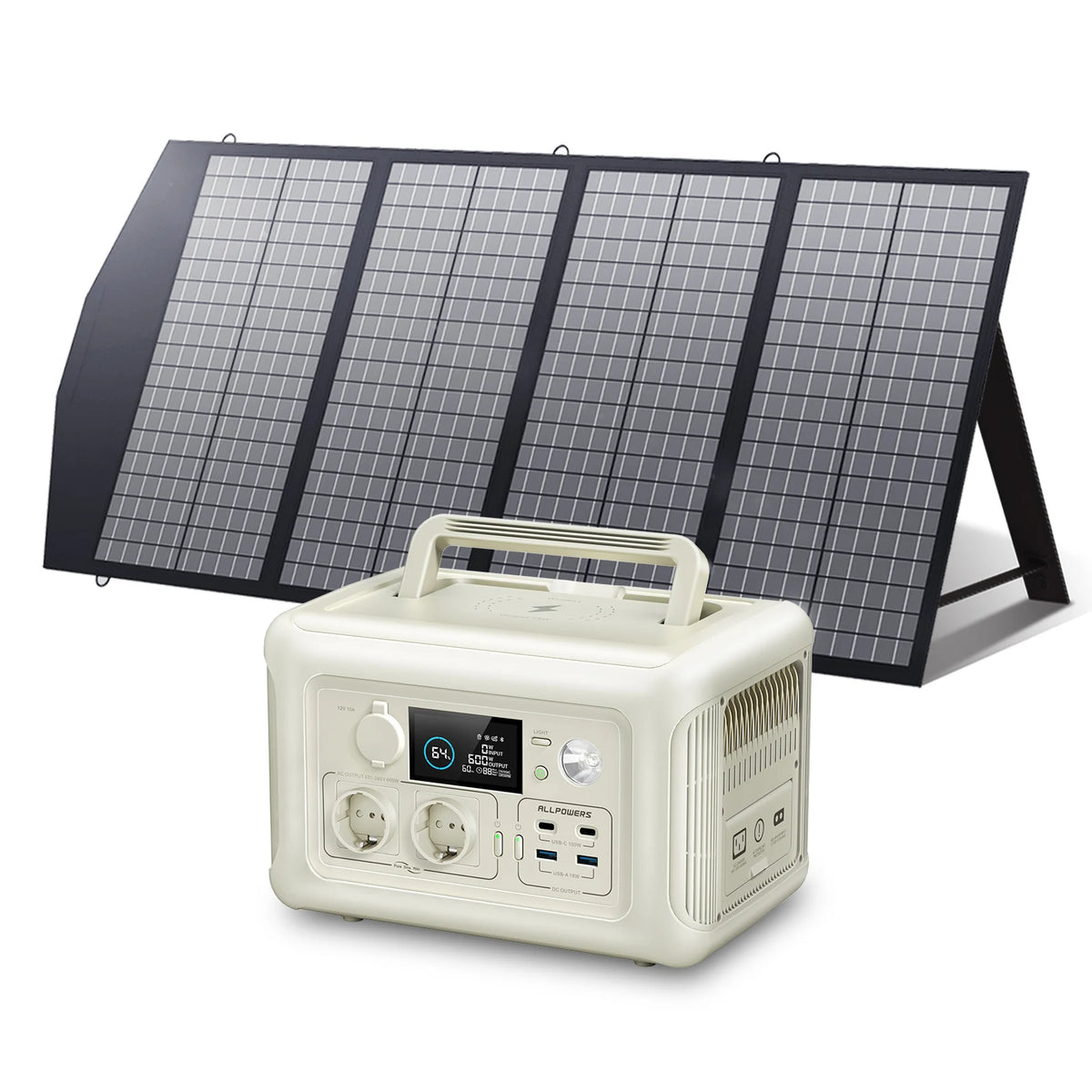 Allpowers Portable Solar Panel Kit With 600W LiFePO4 Power Station
