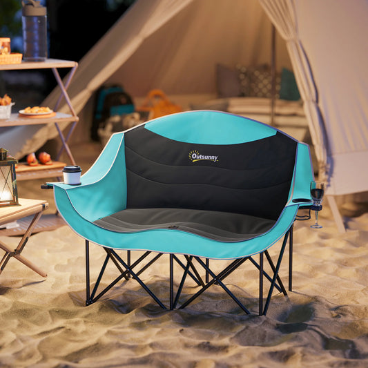 Outsunny Double Padded Folding Camping Chair For Adults