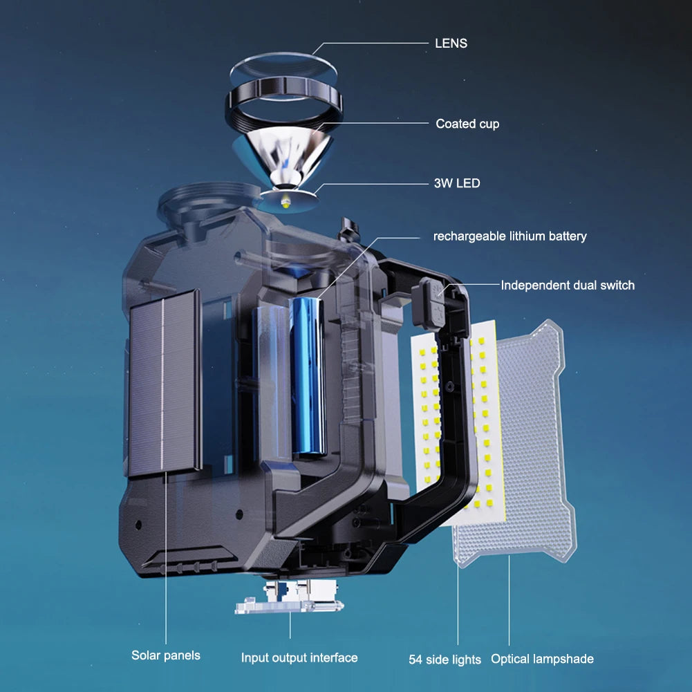 Alloet Solar Rechargeable Flashlight Waterproof Camping Lantern