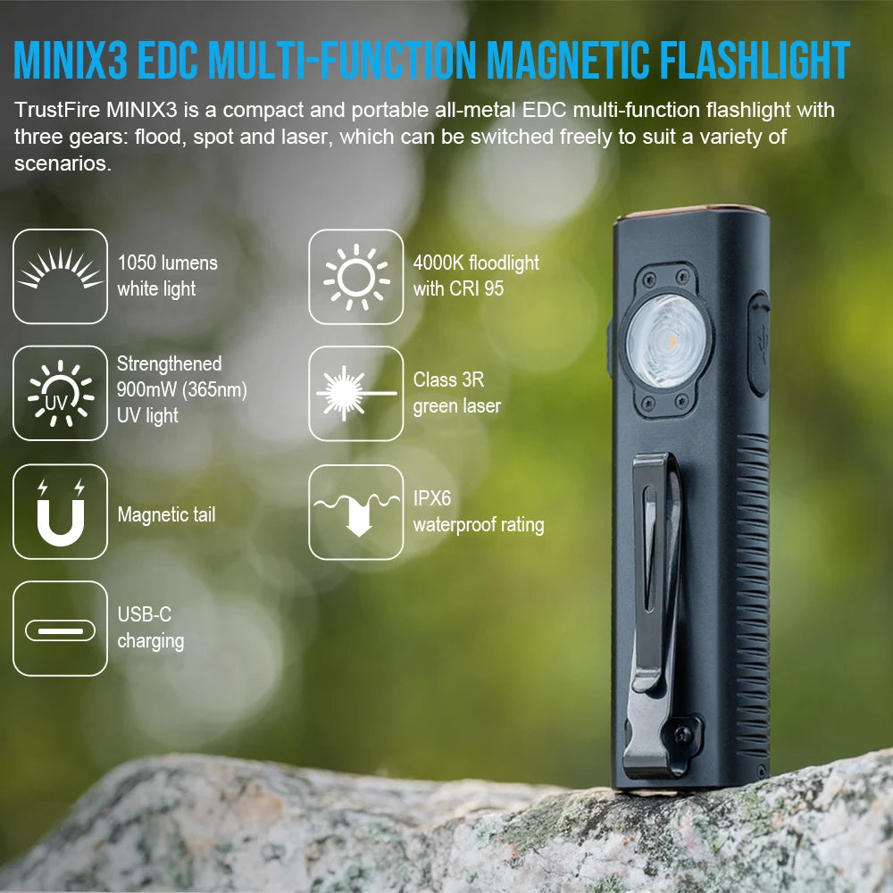 TrustFire MINIX3 Rechargeable Four In One EDC Flashlight