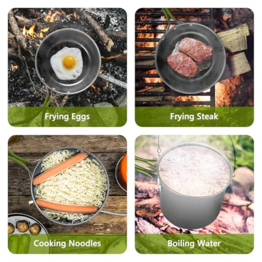 Portable Camping Cookware Set With Nonstick Pots And Pans