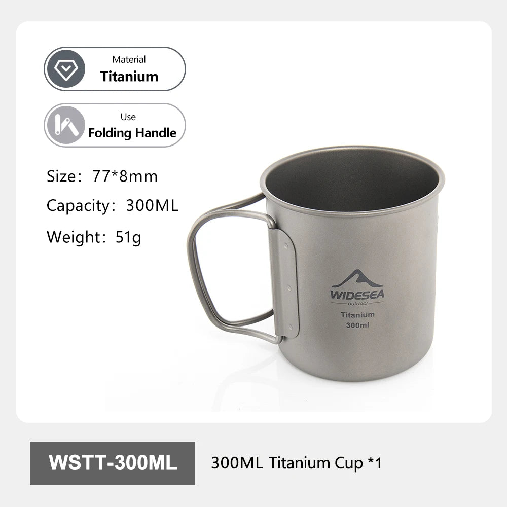 Widesea Titanium Camping Cup With Foldable Handle