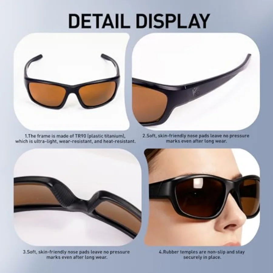 Polarized UV400 Sunglasses With Anti Glare Scratch Resistant Lenses