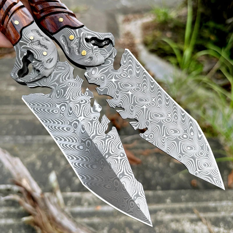 ALVELY Damascus Steel Fixed Blade Outdoor Survival Knife