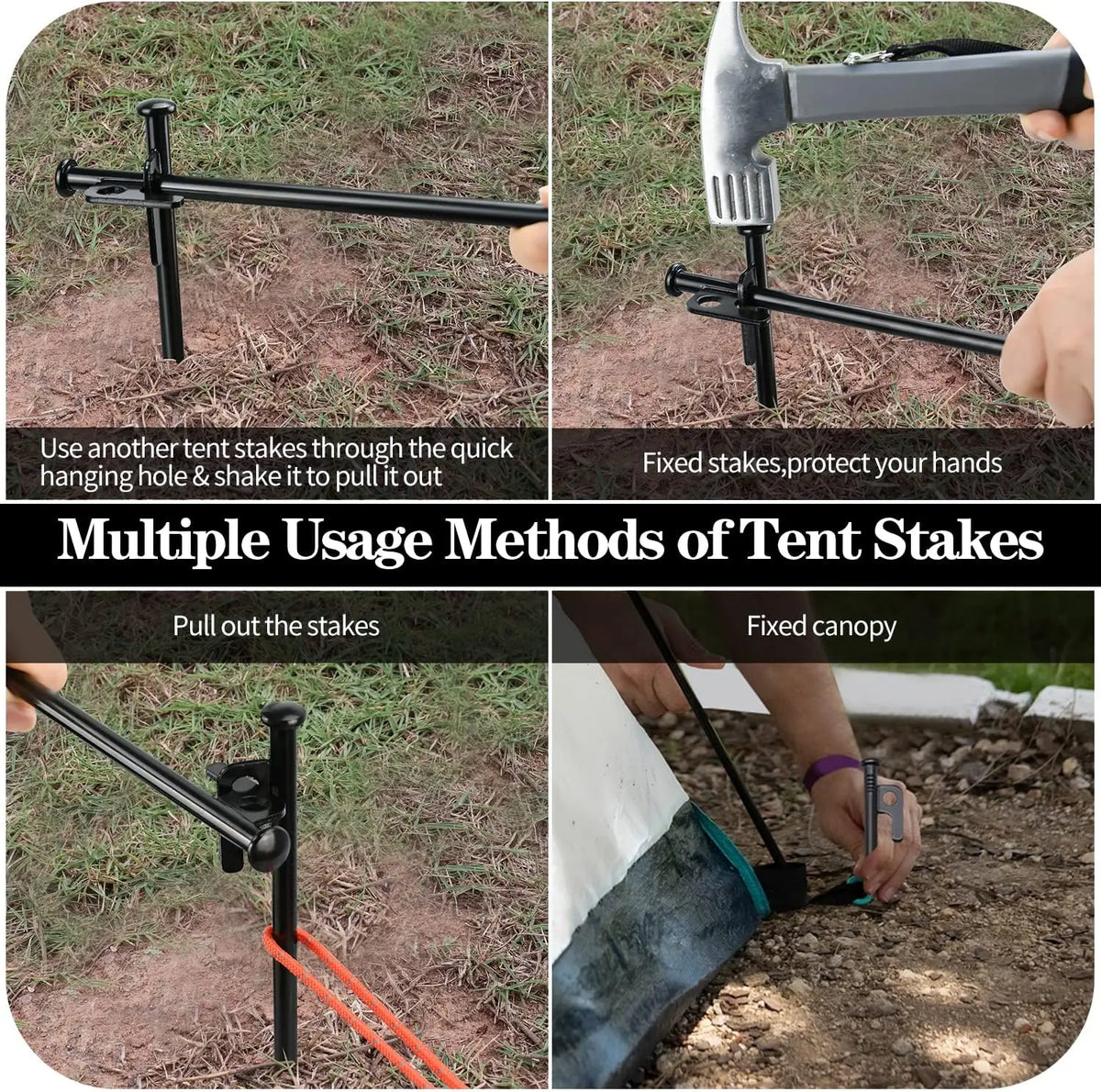 Heavy Duty Forged Steel Tent Stakes With Carrying Bag
