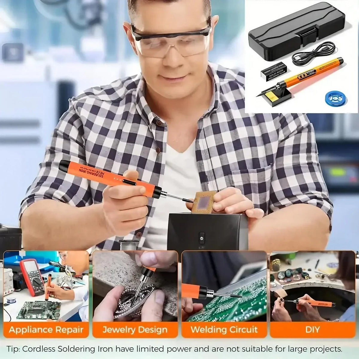 USB Rechargeable Cordless Soldering Iron With Adjustable Temperature Control