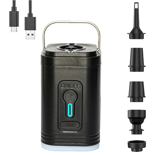Portable Rechargeable Air Pump With LED Light And Nozzles