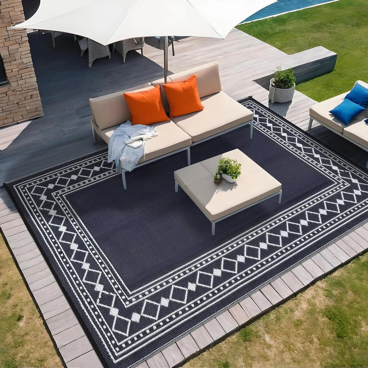 Garvee Washable Waterproof Flocked Polyester Area Rug
