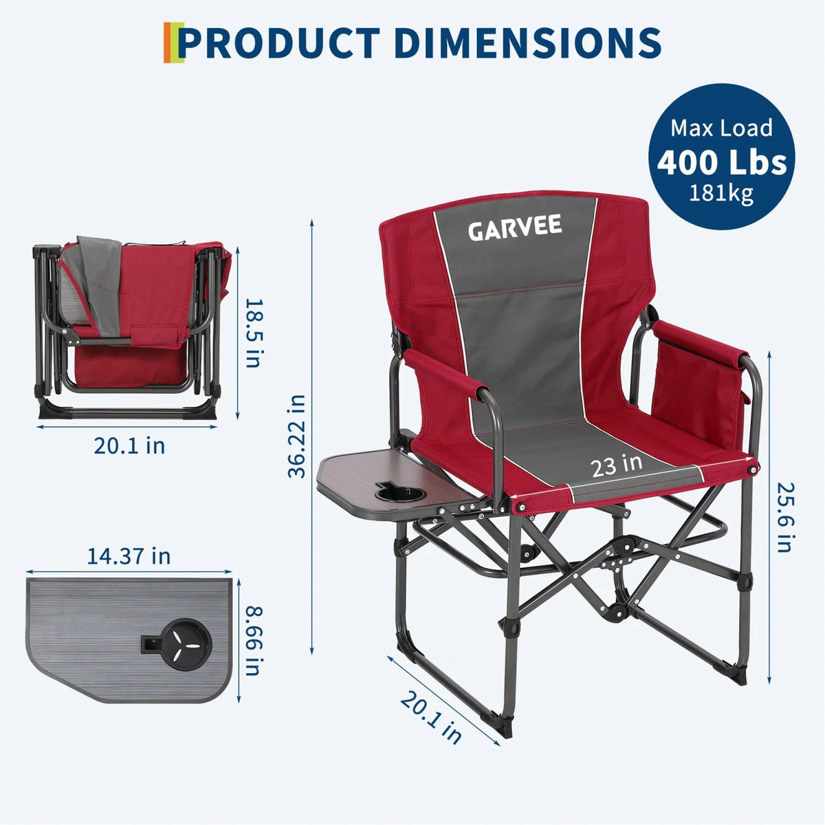 HiMiss Folding Director Chair With Side Table And Cup Holder
