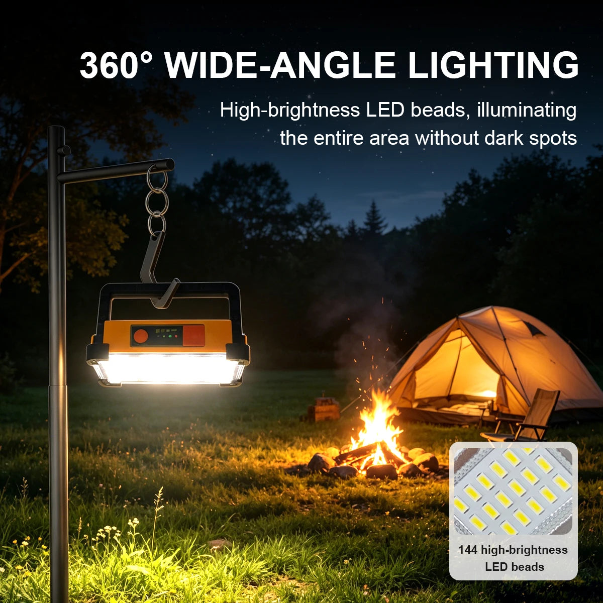 Morglad Rechargeable LED Solar Work Light for Camping and Emergencies