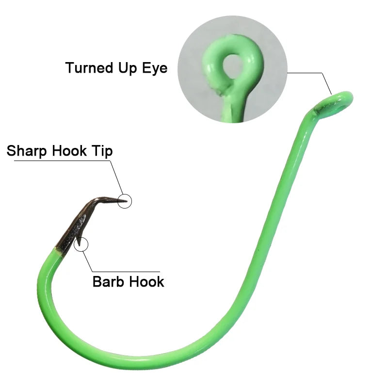20 Pcs Glow In The Dark Offset Circle Fishing Hooks
