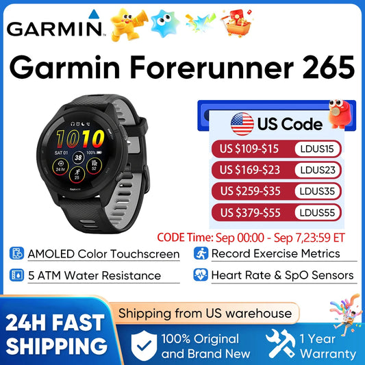 Garmin Forerunner 265 GPS Smartwatch With Heart Rate Monitor