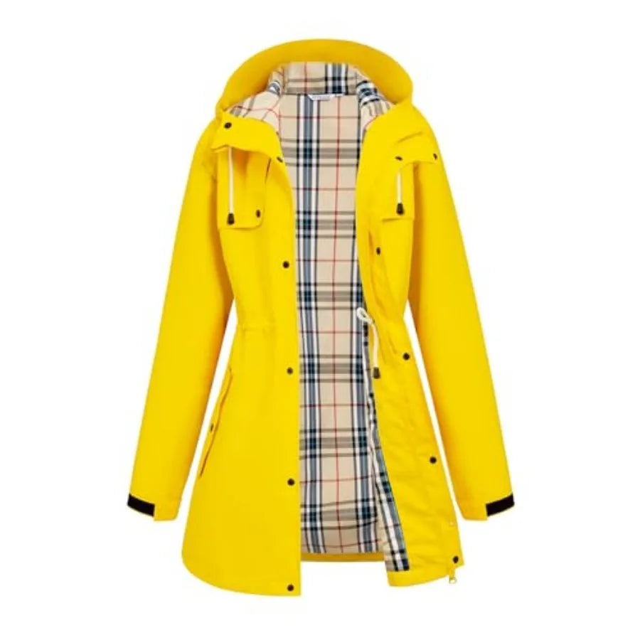 PITINAN Womens Lined Waterproof Hooded Rain Jacket