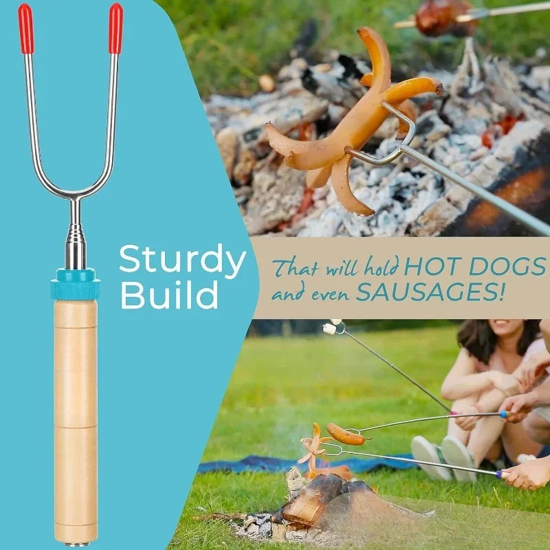 Marshmallow Roasting Sticks Set Camping BBQ Skewers Hot Dog Tools