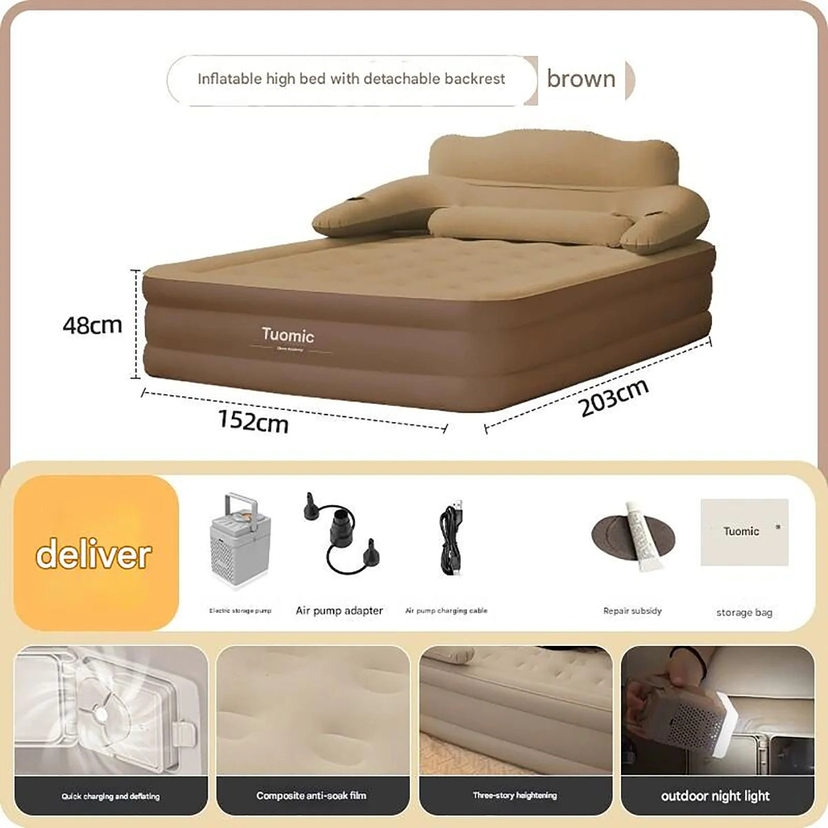 Built In Pump Inflatable Camping Mattress for Indoor Outdoor Comfort