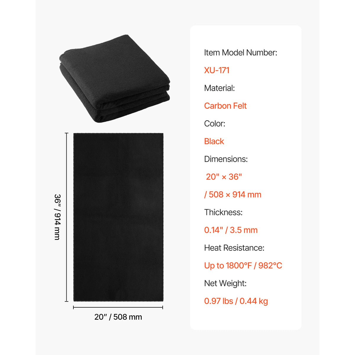 SucceBuy Carbon Felt Welding Blanket Flame Retardant Insulation Mat