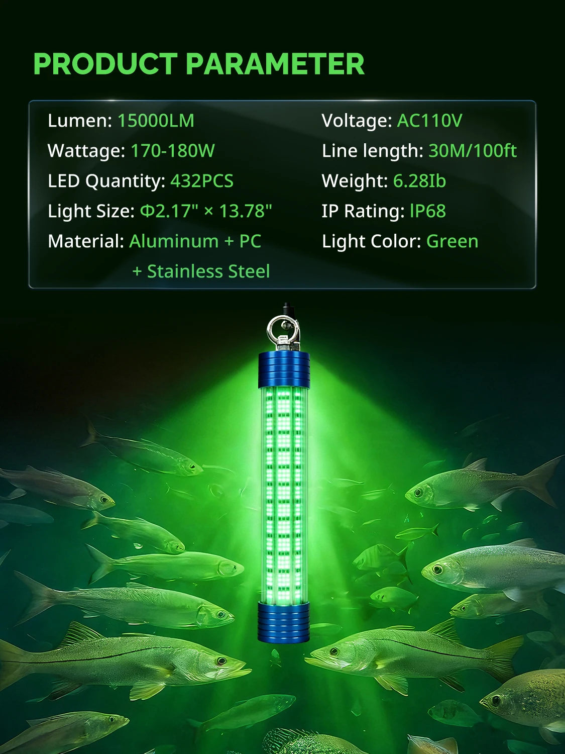 LED Underwater Magnet Fishing Light With Cigarette Lighter