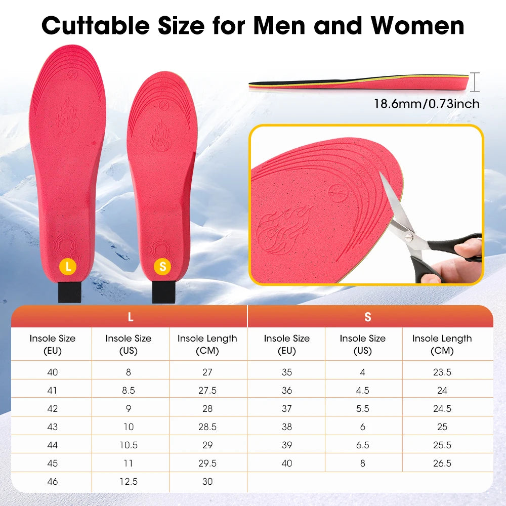 Rechargeable App Controlled Heated Insoles With Smart Temperature Control