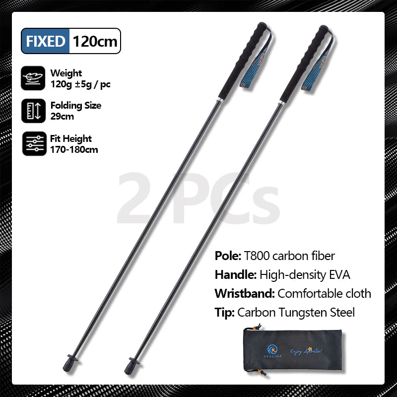 OKHEALING Carbon Fiber Collapsible Trekking Poles