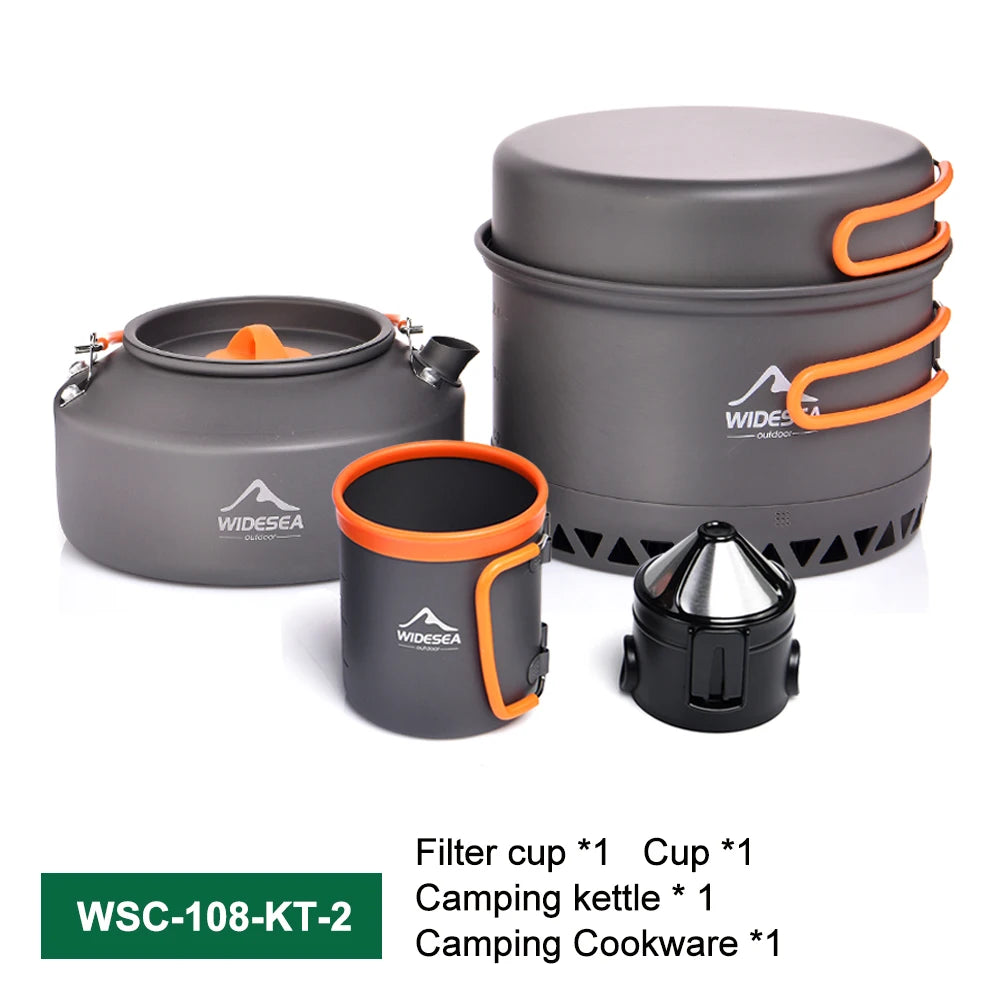 Widesea Outdoor Camping Cookware Set With Kettle And Cups