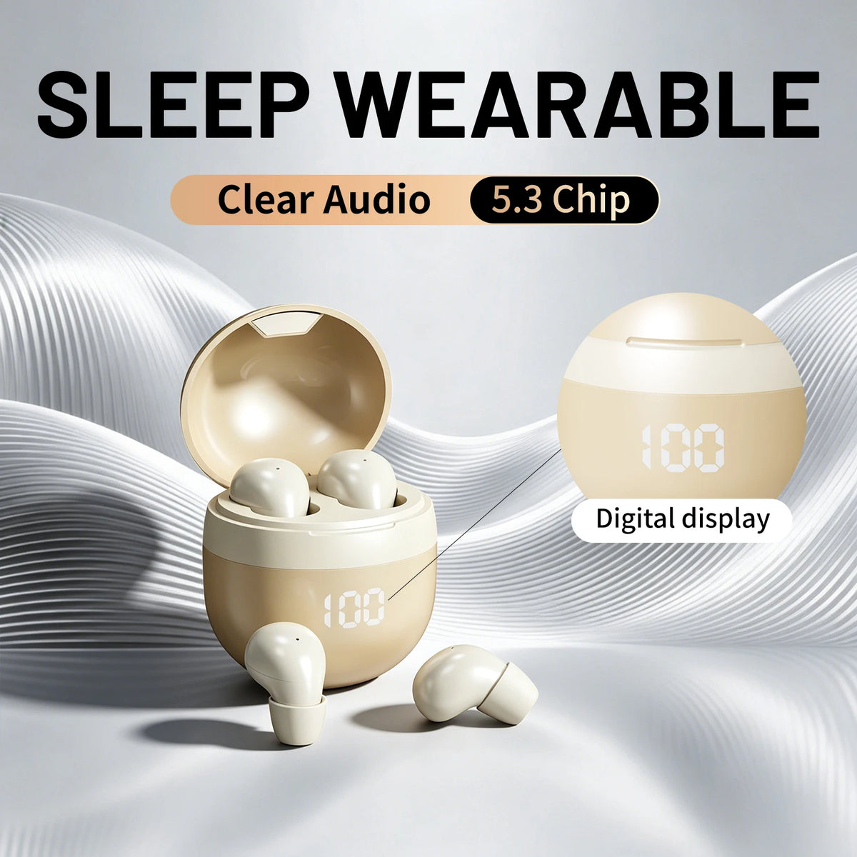 SHUKE Wireless Bluetooth Sleep Earbuds With Noise Cancellation