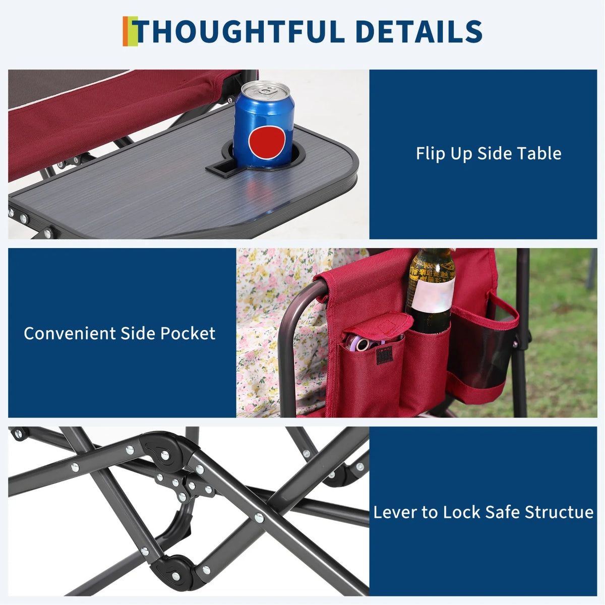 HiMiss Folding Director Chair With Side Table And Cup Holder