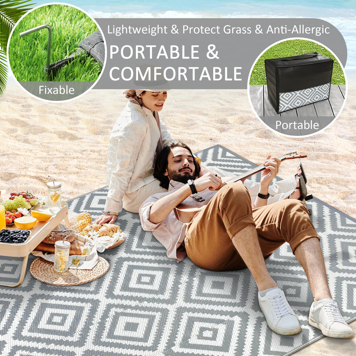 Waterproof Recycled Plastic Outdoor Rug For Patio And Camping