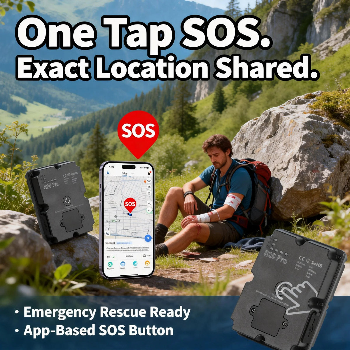 Wanwaytech 4G GPS Tracker With SOS For Outdoor Adventures